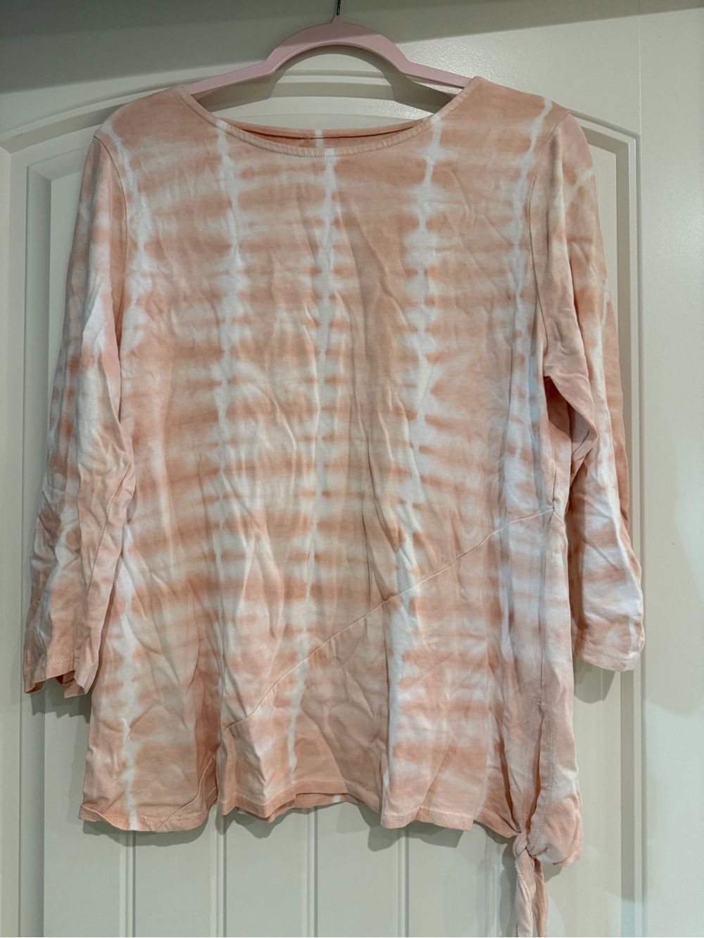 Women's Peach Tie-Dye Long Sleeve Top
